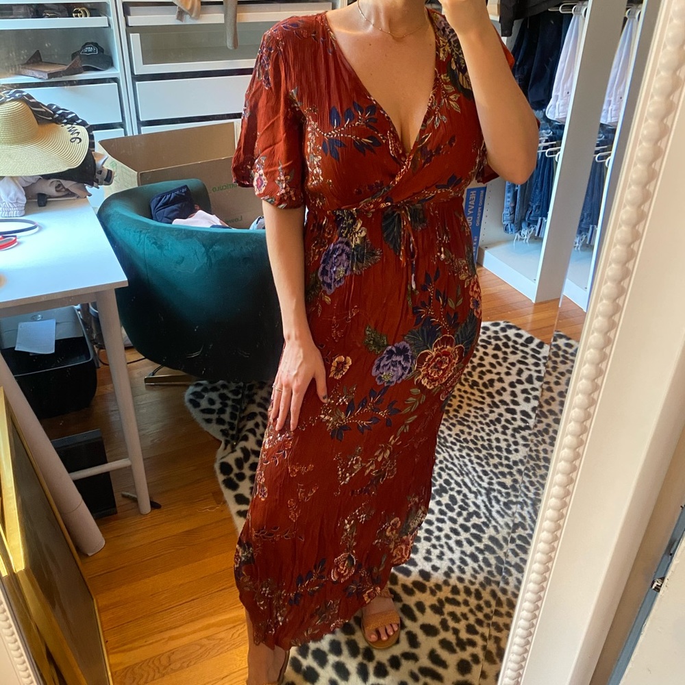 Burgundy Floral Maxi Dress